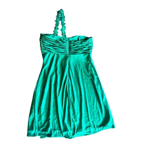 Morgan & Co. Women's Emerald Green One-Shoulder Mini Dress w/ Sequin Details. - Picture 3 of 6